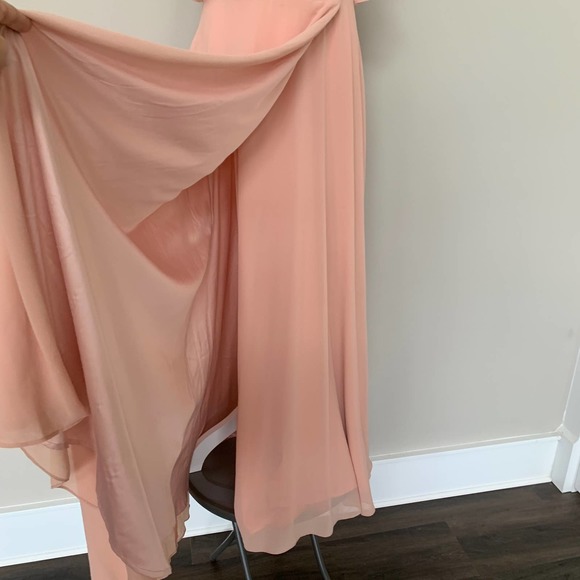 Lulus Easy Listening blush cold shoulder wrap maxi dress polyester chiffon Large - Picture 3 of 10
